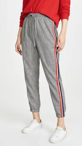 Vista 2 de Cupcakes and Cashmere Pantalón deportivo a cuadros Stella para mujer con detalle de pelado, negro, talla M, Negro