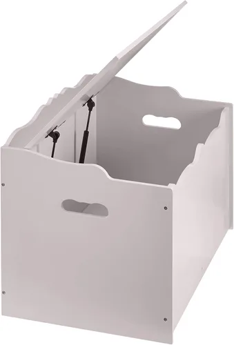 Vista 3 de Amazon Basics Caja de juguetes para niños, baúl organizador de madera, gris, 30 x 18 x 19 pulgadas