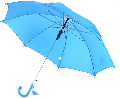 Vista 2 de BG - Paraguas ligero de apertura automática de color sólido para niños con silbato novedoso (azul)