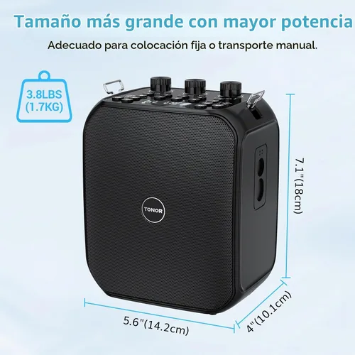 Vista 7 de TONOR Amplificador de voz recargable de 6000 mAh de 50 W, sistema PA personal Bluetooth con micrófono y cintura de auriculares inalámbricos, altavoz