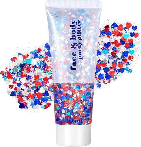 Vista 37 de Go Ho Brillantina azul para rostro y cuerpo, pintura facial azul de Halloween, gel brillante de sirena, lentejuelas gruesas holográficas para ojos