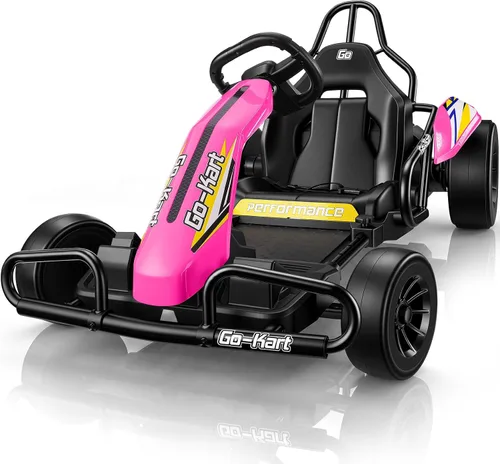 Vista 9 de Hikole 24V Electric Drift Go Kart with Backrest for Kids Ages 6-12, Black