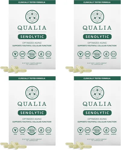 Vista 9 de QUALIA LIFE SCIENCES Suplemento senolítico, fisetina, quercetina, piperlongumina y más, suplemento para el envejecimiento, apoya la reparación