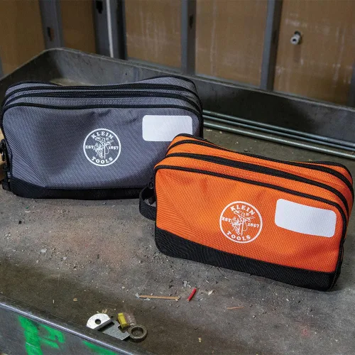 Vista 6 de Klein Tools Bolsa de herramientas, compartimentos dobles, organizador de bolsas de herramientas de alta resistencia, bolsa multiusos