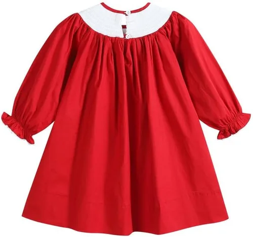 Vista 3 de Lil cactus Vestido de obispo fruncido navideño para bebés y niñas
