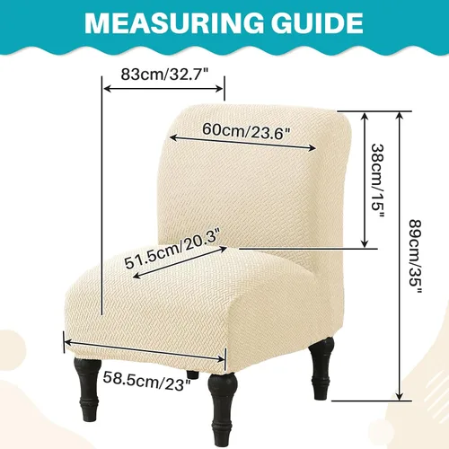 Vista 6 de MIFXIN - Funda elástica para silla sin brazos, funda protectora extraíble y lavable, para sala de estar, hogar, hotel (jacquard beige)