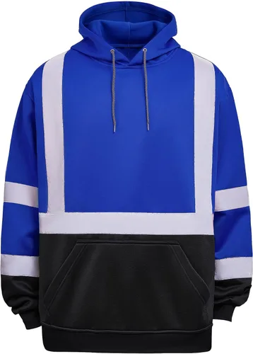 Vista 17 de sesafety Sudadera de alta visibilidad de clase 3 para hombre, sudadera con capucha, sudadera con capucha de seguridad de alta visibilidad negro-203