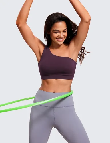 Vista 4 de CRZ YOGA Butterluxe - Brasier deportivo de un hombro para mujer, sin mangas, con una correa, de bajo impacto, asimétrico, para entrenamiento y yoga