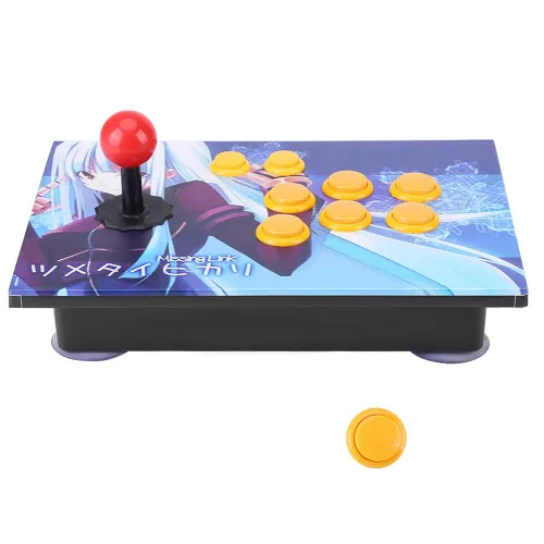 Vista 5 de Tnfeeon Controlador de juegos de PC, joystick de arcade, joystick de juego de arcade, controlador de juego USB, superficie oblicua para computadora