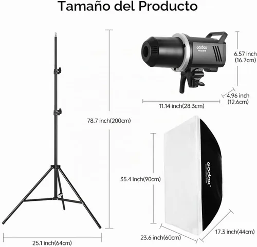 Vista 8 de GODOX MS300V Studio Flash Fotografía Kit de luz,300Ws con soporte,Softbox