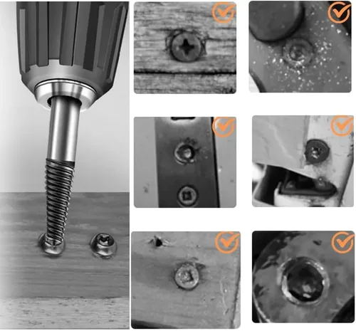 Vista 3 de Kit de extractor de tornillos dañados de 6 piezas, extractor de tornillo pelado de acero al cromo-vanadio, kit de extractores de pernos rotos