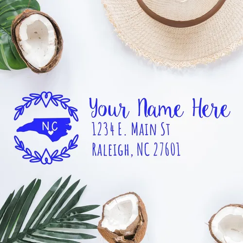 Vista 47 de State of Alabama Wreath Duo Hand Address Stamp - Personalized Rubber Stamp Montaje manual Duo