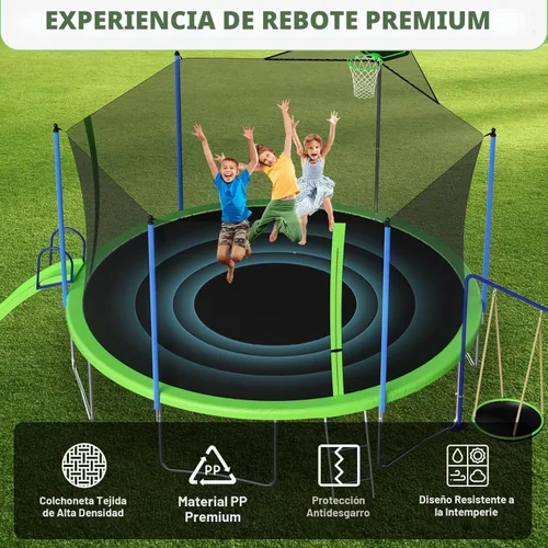 Vista 6 de Skepphlay - Trámpelines de 16 pies, 14 pies, 12 pies para exteriores para niños y adultos, trámpelin recreativo aprobado por ASTM, trámpelin redondo