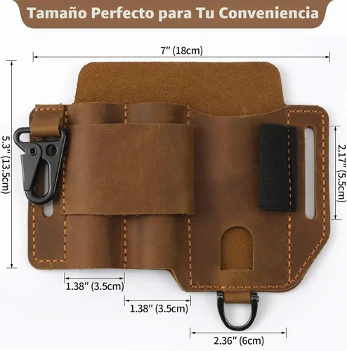 Vista 3 de Jack&Chris Funda multiherramienta EDC de cuero para cinturón, organizador de cinturón EDC para herramientas Leatherman, organizador de bolsillo EDC