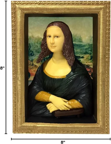 Vista 2 de Mona Lisa Réplica Pintura Bobblehead - Leonardo da Vinci Louvre París