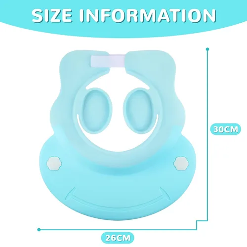 Vista 2 de Gorro de ducha de bebé, protección de silicona, suave y ajustable, gorra de baño para protector de cabeza, ojos y oídos, champú para niños pequeños