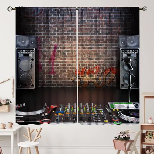 Vista 16 de Cortinas de jazz para mujer americana, estilo grunge, estilo grunge, con bolsillo para barra, para dormitorio, sala de estar, decoración