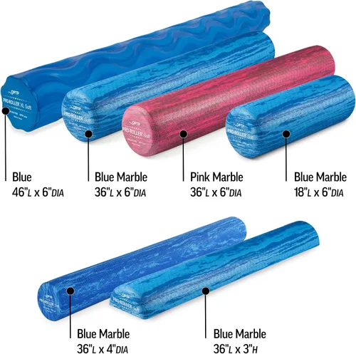 Vista 6 de OPTP PRO-Roller - Rodillo de espuma de densidad suave, redondo, azul corto, 18" x 6" Low density soft foam roller for physical therapy, Pilates
