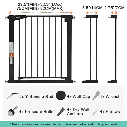 Vista 6 de COMOMY - Puerta de bebé extra ancha de 29.5 a 40.5 pulgadas, puerta de perro con cierre automático para casa Puerta de seguridad para niños, fácil
