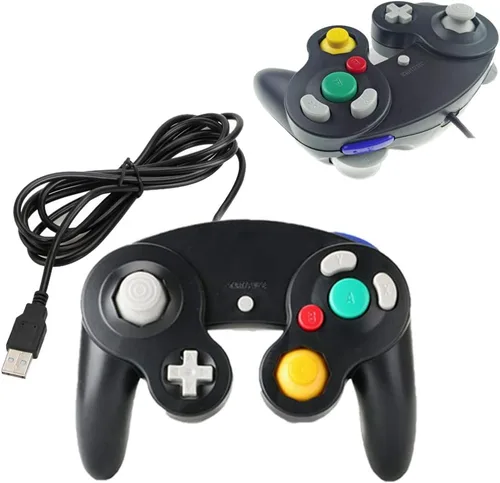 Vista 2 de Reiso Controlador USB con cable NGC clásico para Windows PC MAC (negro)