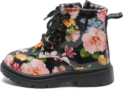 Vista 6 de Komfyea - Botas para niños con diseño de estampado de flores, con agujetas (Niños pequeños)