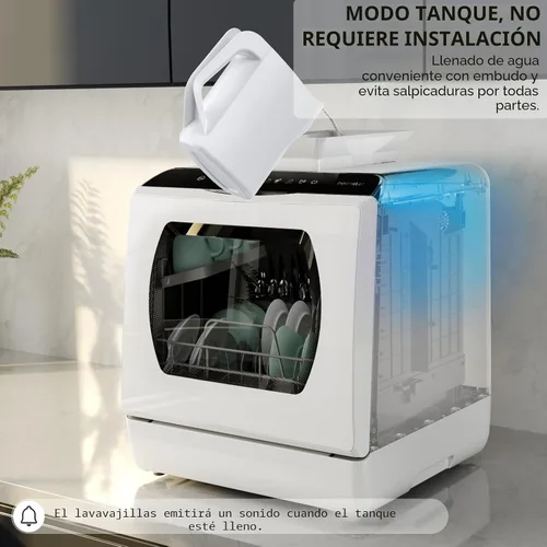 Vista 7 de Hermitlux Lavavajillas portátiles para encimera, 5 programas de lavado, mini lavavajillas con tanque de agua integrado de 5 litros para apartamentos