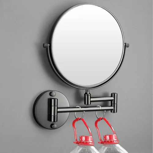 Vista 6 de Espejo de maquillaje montado en la pared, espejo de aumento 1X/3X, espejo de afeitar de doble cara, espejo de tocador de brazo extensible de 360°