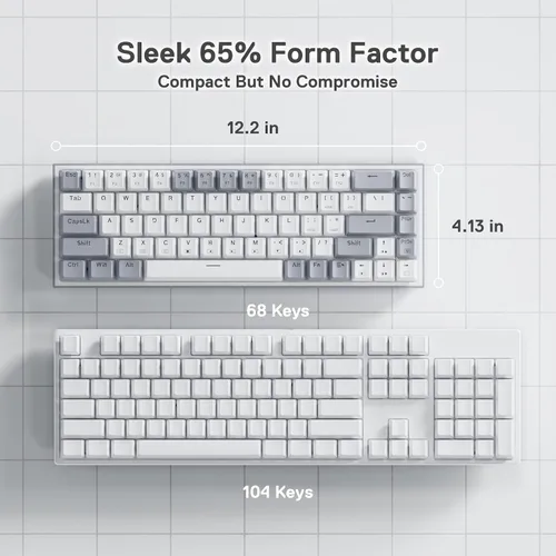 Vista 3 de Redragon K631 Gery - Teclado para juegos RGB con cable al 65%, teclado mecánico compacto de 68 teclas con enchufe 100% intercambiable en caliente