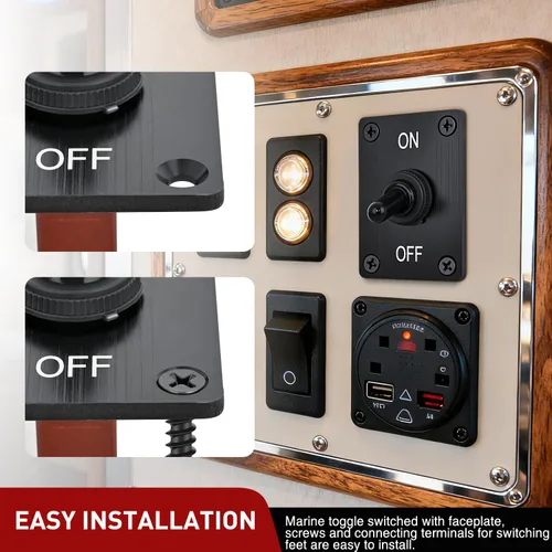 Vista 7 de Nilight Interruptor de palanca resistente a prueba de agua 2 pines 2 posiciones SPST encendido/apagado 12V DC 30A con panel de montaje y tapa