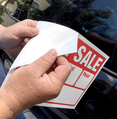 Vista 2 de WRY912 - Adhesivo para ventana de auto y auto "For Sale Sign" para vehículos, negocios, automóviles, camiones, barcos y RV, 2 líneas de adhesivo