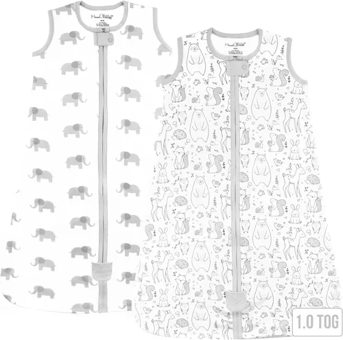 Vista 13 de Manta de algodón orgánico para bebé, saco de dormir 0.5 TOG 0-6 meses, paquete de 2 unidades Rosette