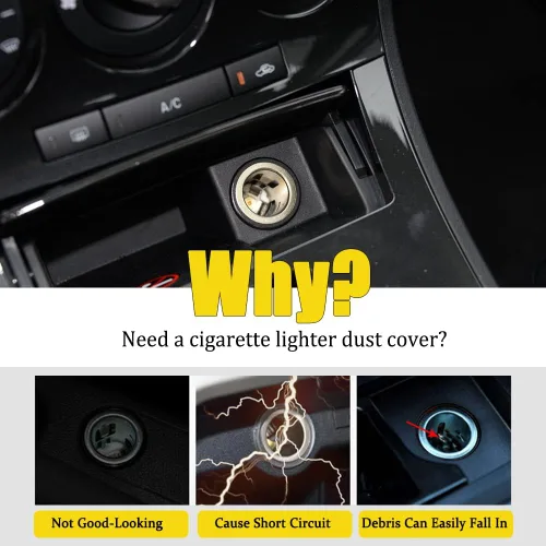 Vista 3 de Cubierta de enchufe de encendedor de cigarrillos para automóvil, cubierta de aluminio para encendedor de cigarrillos, cubierta de enchufe