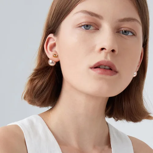 Vista 6 de Aretes de aro de plata dorada con letra D para mujer, aretes de perlas, 2 vías de uso, aretes de perlas de lujo, en forma de D, regalos de joyería