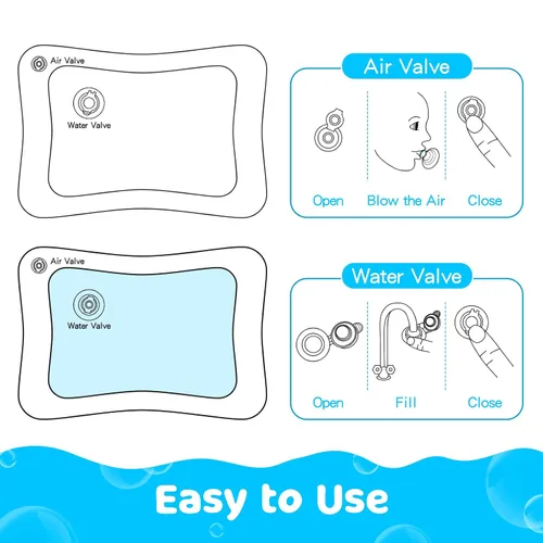 Vista 7 de Yeeeasy Alfombra de agua para el tiempo boca abajo Alfombra de agua inflable para el tiempo boca abajo para bebés, bebés y niños pequeños de 3 a