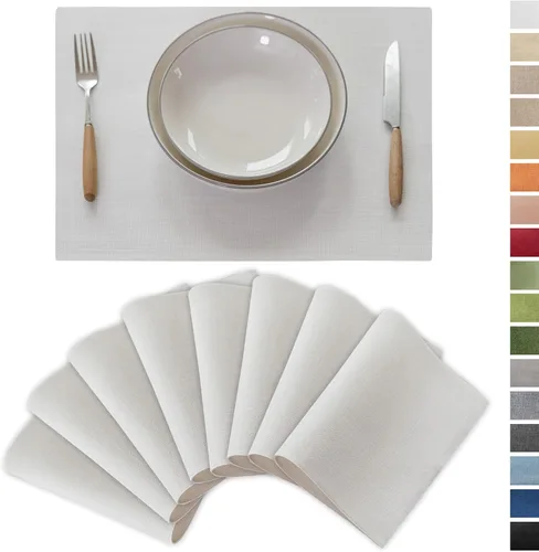Vista 49 de Demetex - Juego de 4 manteles individuales de mesa de estilo rústico, resistentes al calor, de lino, lavables, de tela, manteles individuales