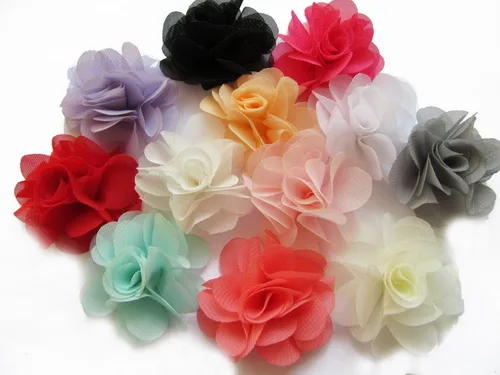 Vista 37 de YYCRAFT Paquete de 30 diademas de flores de gasa de 2 pulgadas, color rosa bebé