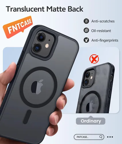 Vista 6 de FNTCASE Funda para iPhone 13 Mini: para iPhone 12 Mini [compatible con Magsafe] Funda magnética translúcida mate para teléfono, protección contra