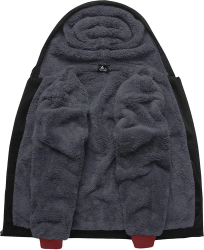 Vista 14 de SCODI Sudaderas con capucha para hombre, forro polar pesado, cremallera completa, forro de sherpa grueso, chaqueta con capucha