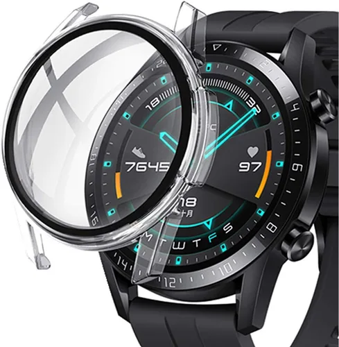 Vista 9 de Protector de pantalla de reloj compatible con Huawei GT2 de 1.63 pulgadas, ultra delgado, HD, vidrio templado, protección general, cubierta dura
