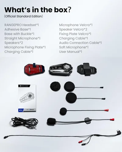 Vista 7 de ILM Casco de auriculares Bluetooth para motocicleta, sistema de comunicación de 6,889.8 ft, intercomunicador IP67, impermeable, cancelación de Gris