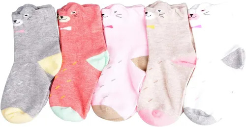 Vista 3 de T.H.L.S 5 pares de calcetines de algodón para niñas de 0 a 15 años de edad