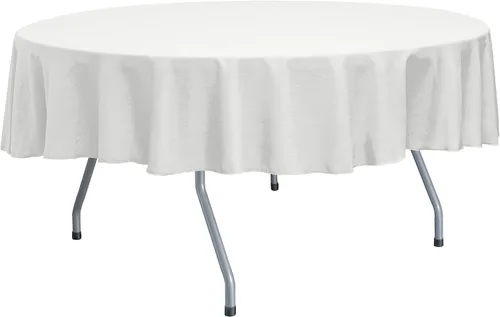Vista 44 de Ultimate Textile Mantel redondo reversible Shantung Satin Majestic de 84 pulgadas, color rosa hielo