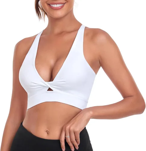 Vista 2 de JOJOANS Sujetadores deportivos de entrenamiento para mujer, con relleno, con tirantes delgados, parte delantera, brasier deportivo sin espalda