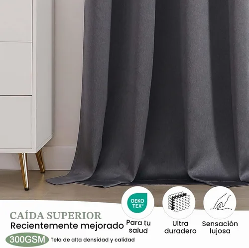 Vista 5 de OWENIE Cortinas opacas de 63 pulgadas de largo, 2 paneles para dormitorio o sala de estar, cortinas superiores con ojales con aislamiento térmico