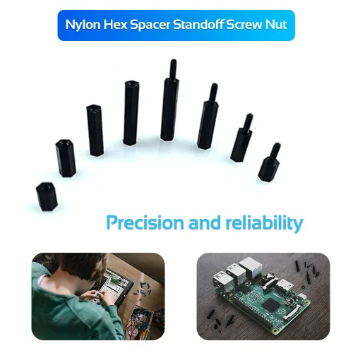 Vista 4 de 350 piezas M2 negro macho hembra de nailon hexagonal espaciador Standoff tornillo tuerca kit de surtido (negro) para PCB placa base de circuito