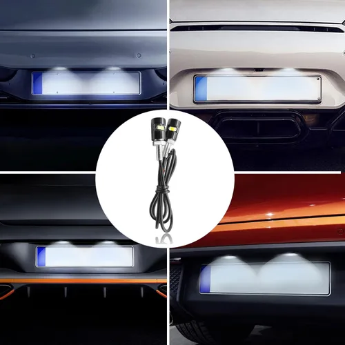 Vista 6 de 2 luces para matrícula, súper brillante de 12 V, bombilla LED blanca de tornillo de matrícula, resistente al agua, bombilla LED de aluminio negro