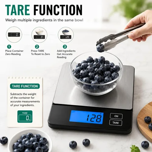 Vista 9 de URAMAZ Básculas inteligentes para alimentos de cocina, báscula digital de alimentos de acero inoxidable en gramos y onzas con aplicación de Multi