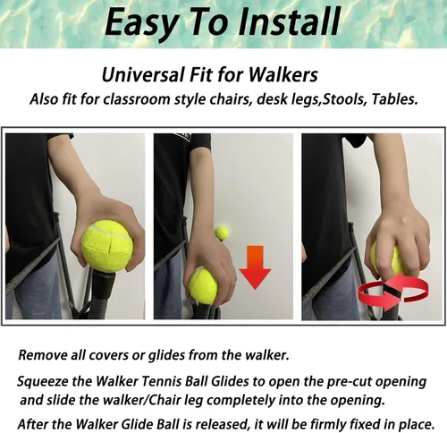 Vista 6 de RMASCOV - Pelotas de tenis para caminantes, paquete de 4, pelotas de tenis precortadas para caminantes, pelotas de tenis para patas de silla (negro)