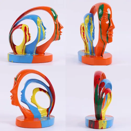 Vista 4 de Estatuas y esculturas abstractas, esculturas modernas minimalistas creativas de arte facial para sala de estar, mesa de comedor, oficina en casa