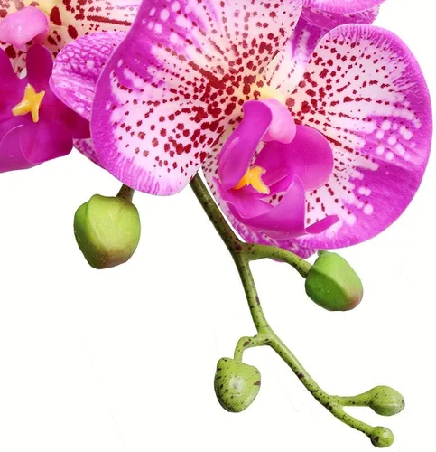 Vista 5 de Htmeing 2 tallos de orquídeas artificiales de tacto real, orquídeas falsas Phalaenopsis para centro de mesa, hogar, cocina, boda, fiesta, decoración